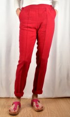 Lněné letní kalhoty - červené