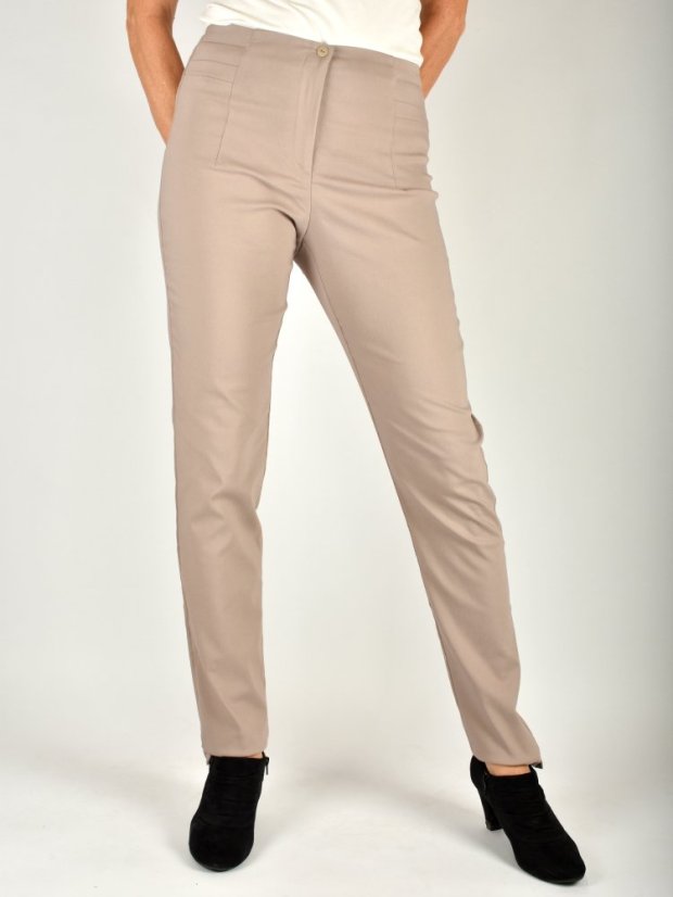 Dámské kalhoty UOMO  19750 slim fit - světle béžové L34