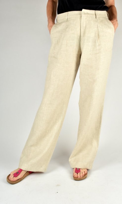 Široké dámské lněné kalhoty MIA 4275 Wide Leg L34 - Velikost: EU42