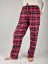 LUISA 184 dámské pyžamové/domácí kalhoty flanelové - růžovočervená kostka a modrý proužek, délka L36