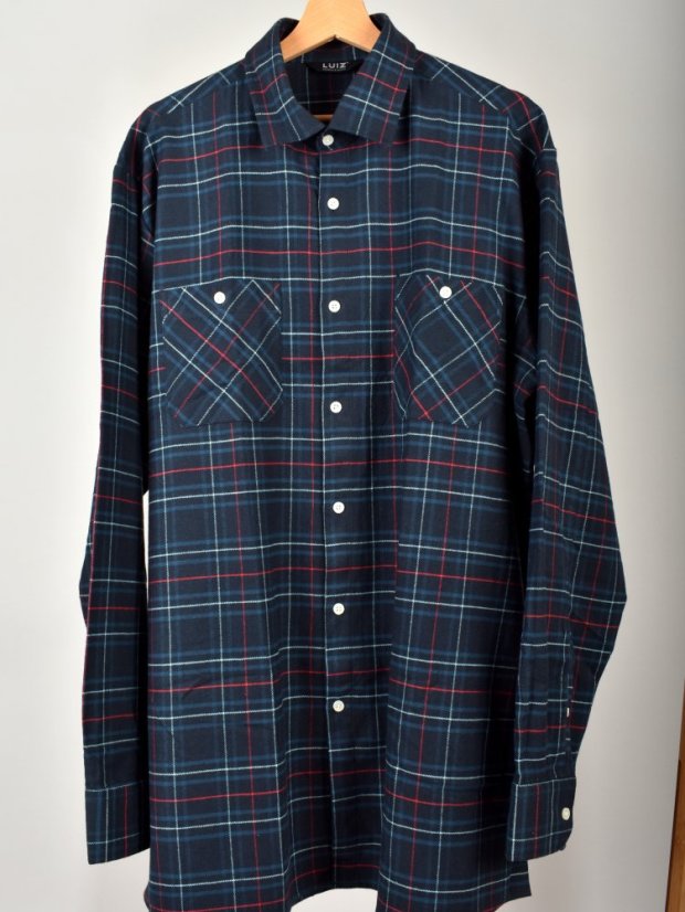 Pánská flanelová košile BRUNO - modrá kostka 189 - Velikost: EU44