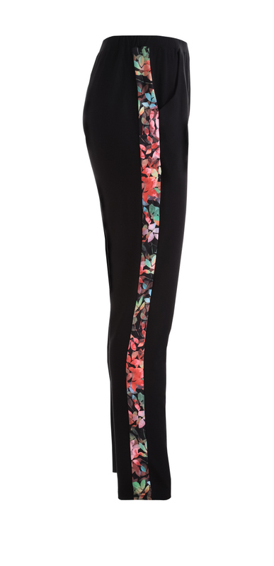 Volné kalhoty s lampasem - černé