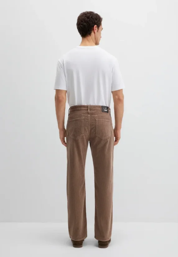 Pánské manšestrové kalhoty LISBON  - světle hnědé L36