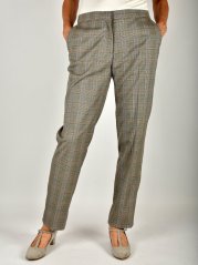 Dámské kalhoty STELLA Slim Fit - šedohnědé káro L36