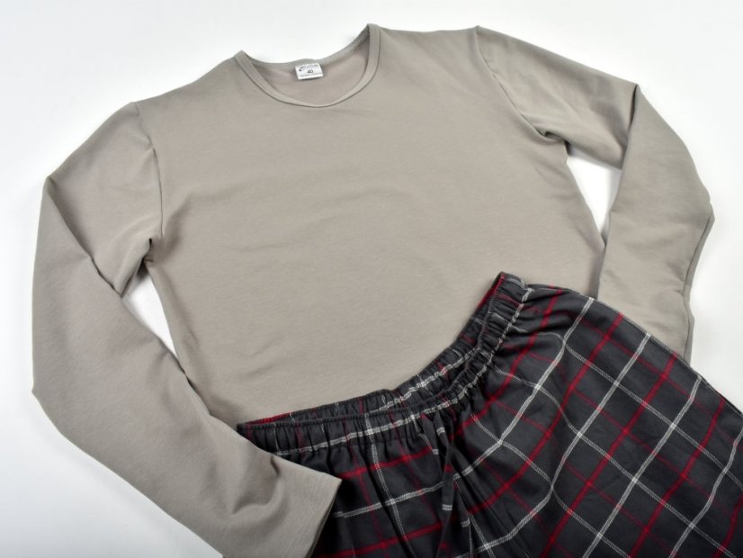 Pyžamové nebo domácí triko s dlouhým rukávem KAMIL - šedé