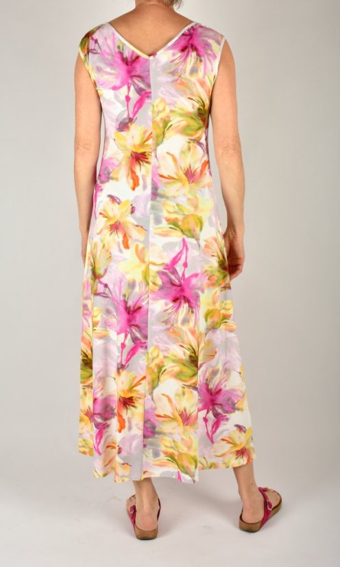 Dámské letní šaty šaty bez rukávů DENNY - pastelové květy - Velikost: M