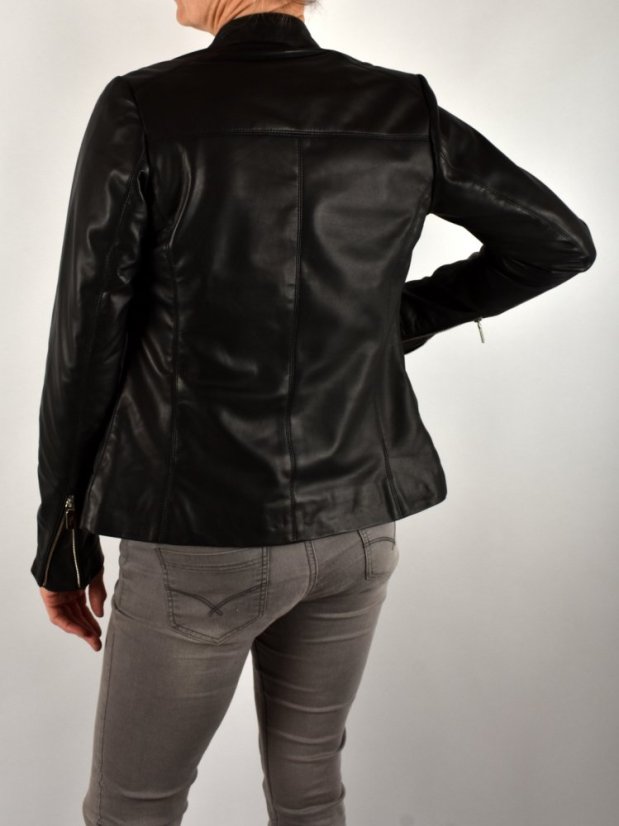 BECCA  kožená bunda na zip - černá - Velikost: M