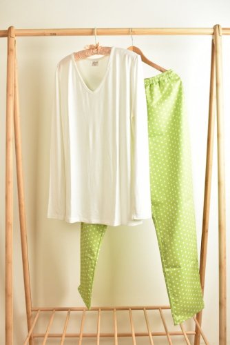 Pyžamové kalhoty s hvězdičkami - zelené - Velikost EU: 46