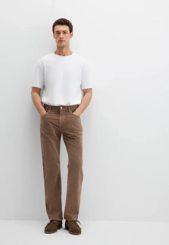 Pánské manšestrové kalhoty LISBON  - světle hnědé L36