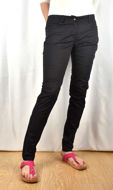 Lehké plátěné kalhoty D112261CEL36 - BLACK