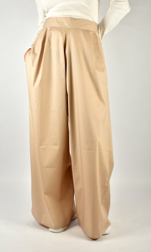 Široké letní kalhoty KELLY L34 - plátěné béžové - Velikost: EU38