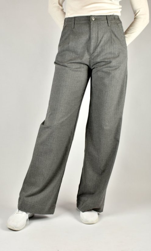 PERA Grey Smart Sporty - dámské prodloužené kalhoty se širokými nohavicemi L34 - Velikost: W34