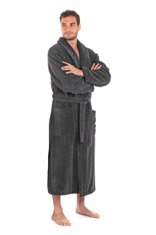 Pánský župan ATHENA se šálovým límcem - šedý