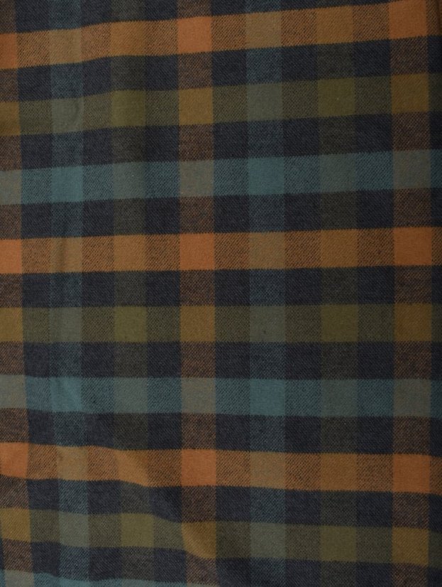 LUDVA B192 pánské pyžamové/domácí kalhoty flanelové - hnědozelená kostka L34