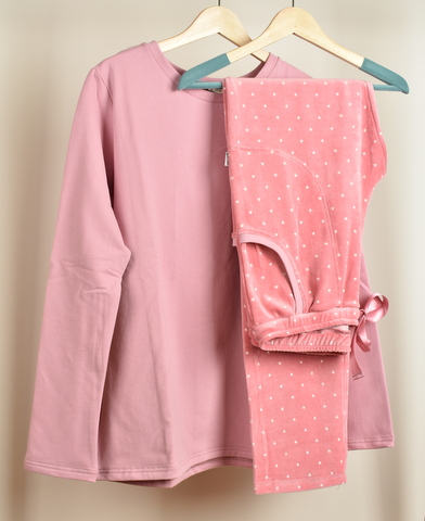 Pyžamové/domácí  růžové triko s dlouhým rukávem - Velikost EU: 40