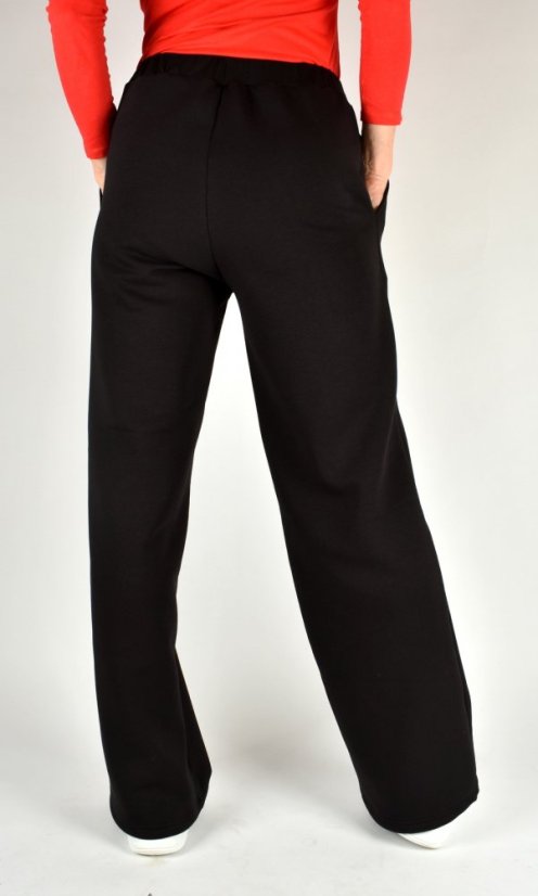 BELLA teplé volné široké teplákové kalhoty - černé L36 - Velikost: EU40