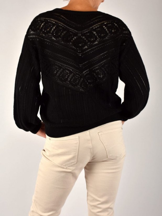 Svetřík z krajkového úpletu - černý - Velikost: EU42