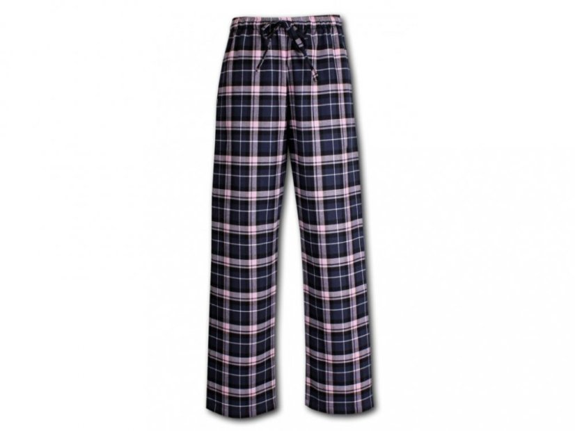 LUISA 380 dámské pyžamové/domácí kalhoty flanelové - modrá kostka L36