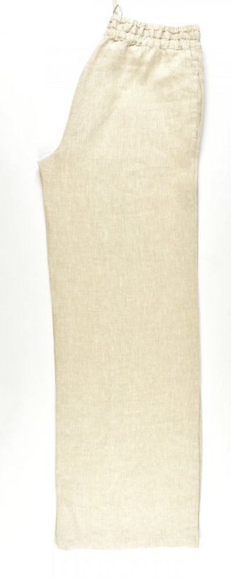 Lněné letní široké kalhoty HOLLY - přírodní L36