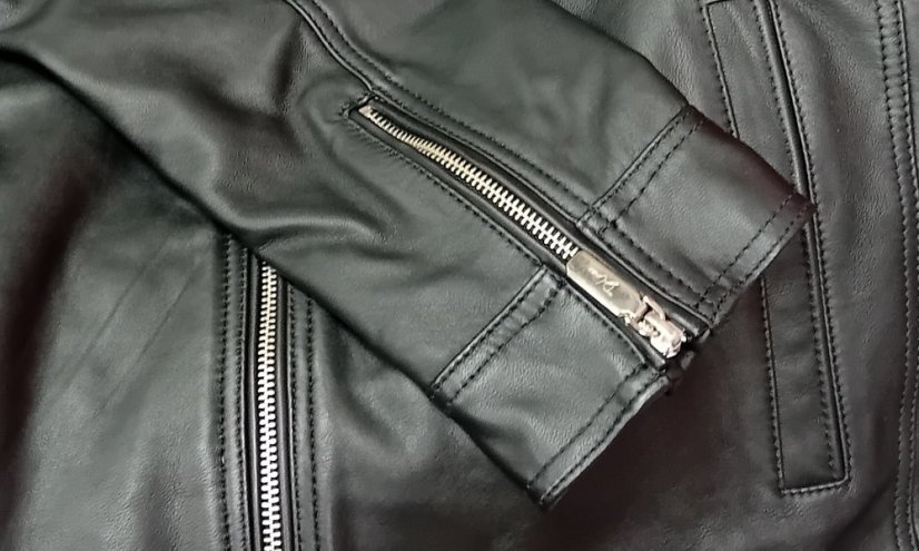 MARCO Black Long pánská kožená bunda na zip - černá