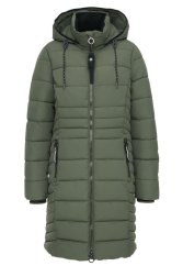 Dámský zimní kabát s kapucí - khaki