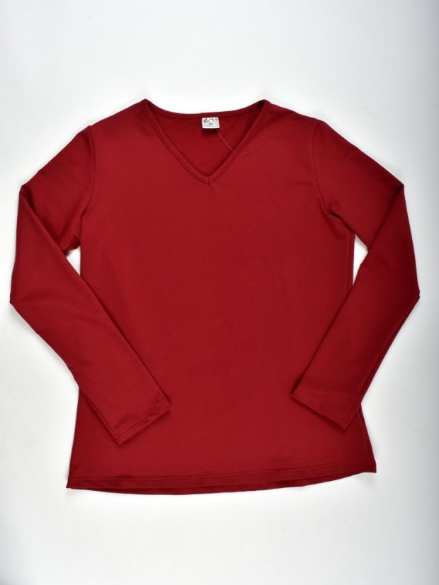 Pyžamové / domácí triko JARKA s dlouhým rukávem - cihlové - Velikost: EU46