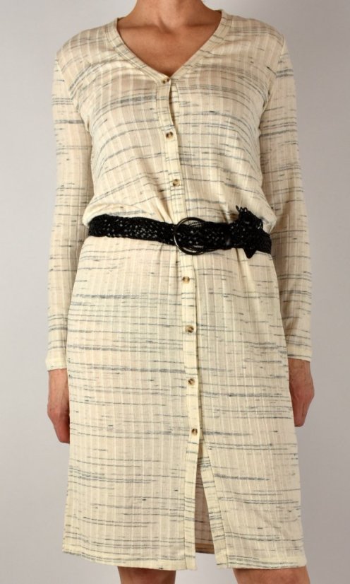 Dlouhý cardigan - šaty na zapínání Light Beige Melange