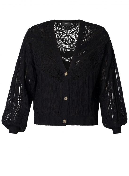 Svetřík z krajkového úpletu - černý - Velikost: EU42