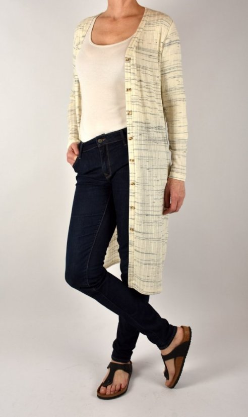 Dlouhý cardigan - šaty na zapínání Light Beige Melange - Velikost: EU48