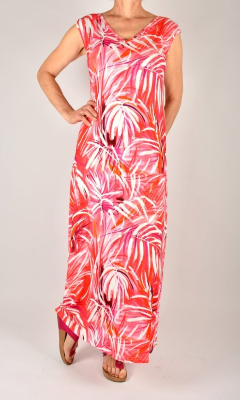 Dámské letní šaty šaty bez rukávů DENNY - růžová tráva - Velikost: M