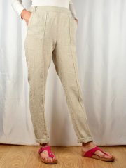 Lněné letní kalhoty - béžové
