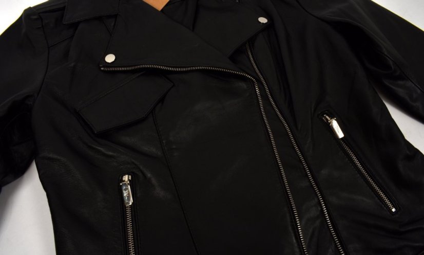 KŘIVÁK AURELIE kožená bunda na zip - černá - Velikost: L