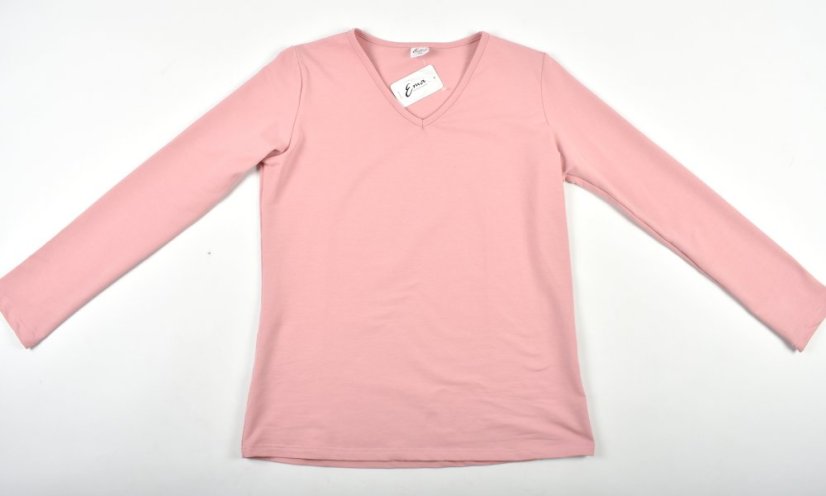 Pyžamové / domácí triko JARKA s dlouhým rukávem  - růžové - Velikost: EU46