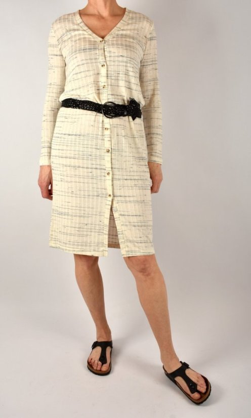 Dlouhý cardigan - šaty na zapínání Light Beige Melange - Velikost: EU48