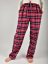LUISA 184 dámské pyžamové/domácí kalhoty flanelové - růžovočervená kostka a modrý proužek, délka L36