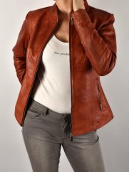 BECCA kožená bunda na zip - bordeaux