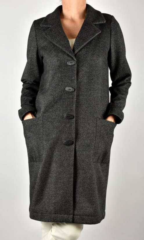 Dámský kabát DORIS - šedočerný melír - Velikost: XXL