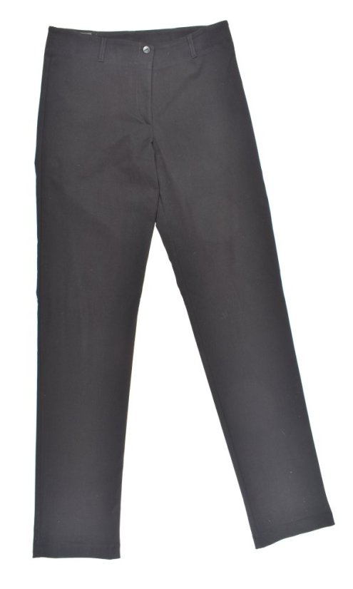 Dámské kalhoty UOMO 19733 s rovnými nohavicemi  - černé L36 - Velikost: EU42