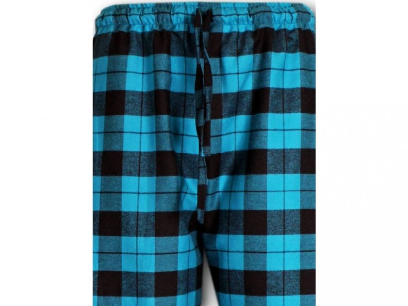LUDVA 178 pánské pyžamové/domácí kalhoty flanelové - tyrkys L34