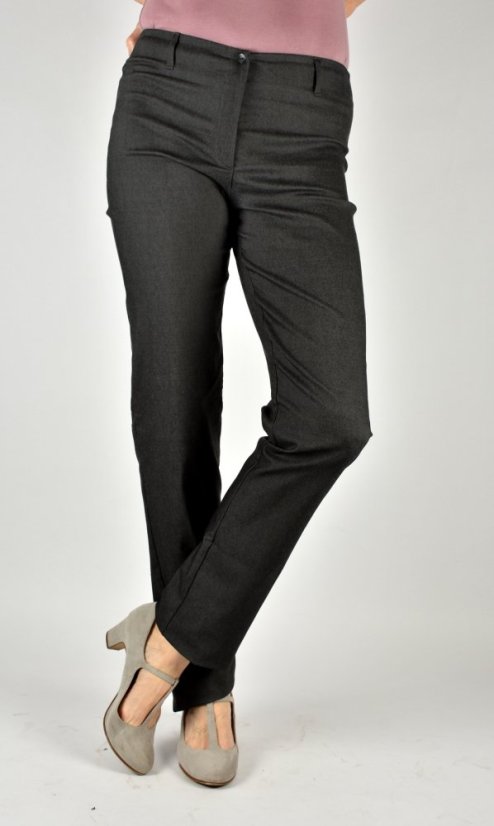 Dámské kalhoty UOMO 19733 s rovnými nohavicemi  - tmavě šedé L36