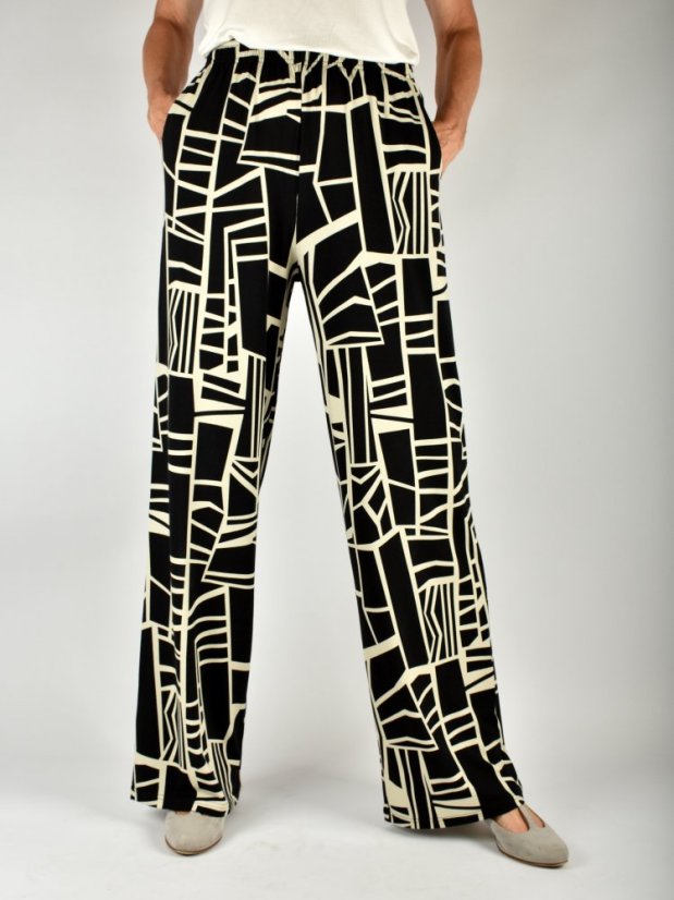 Letní kalhoty MANDY s geometrickým vzorem L34 - Velikost: S