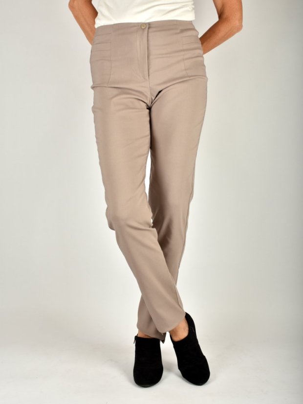 Dámské kalhoty UOMO  19750 slim fit - světle béžové L36 - Velikost: EU42