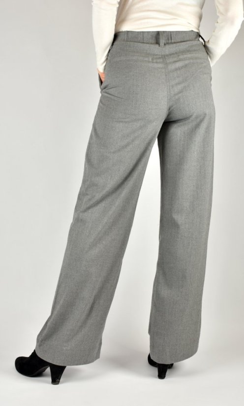 PERA Grey Smart Sporty - dámské prodloužené kalhoty se širokými nohavicemi L34 - Velikost: W34