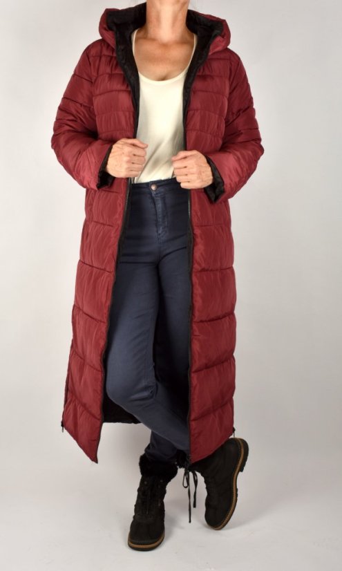 Oboustranný zimní kabát PICOLIEN Oxblood Red - Velikost: EU50